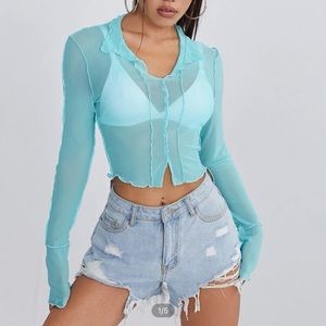 blue mesh top